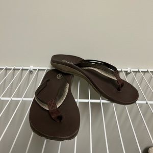 Brown Chaco flip flops